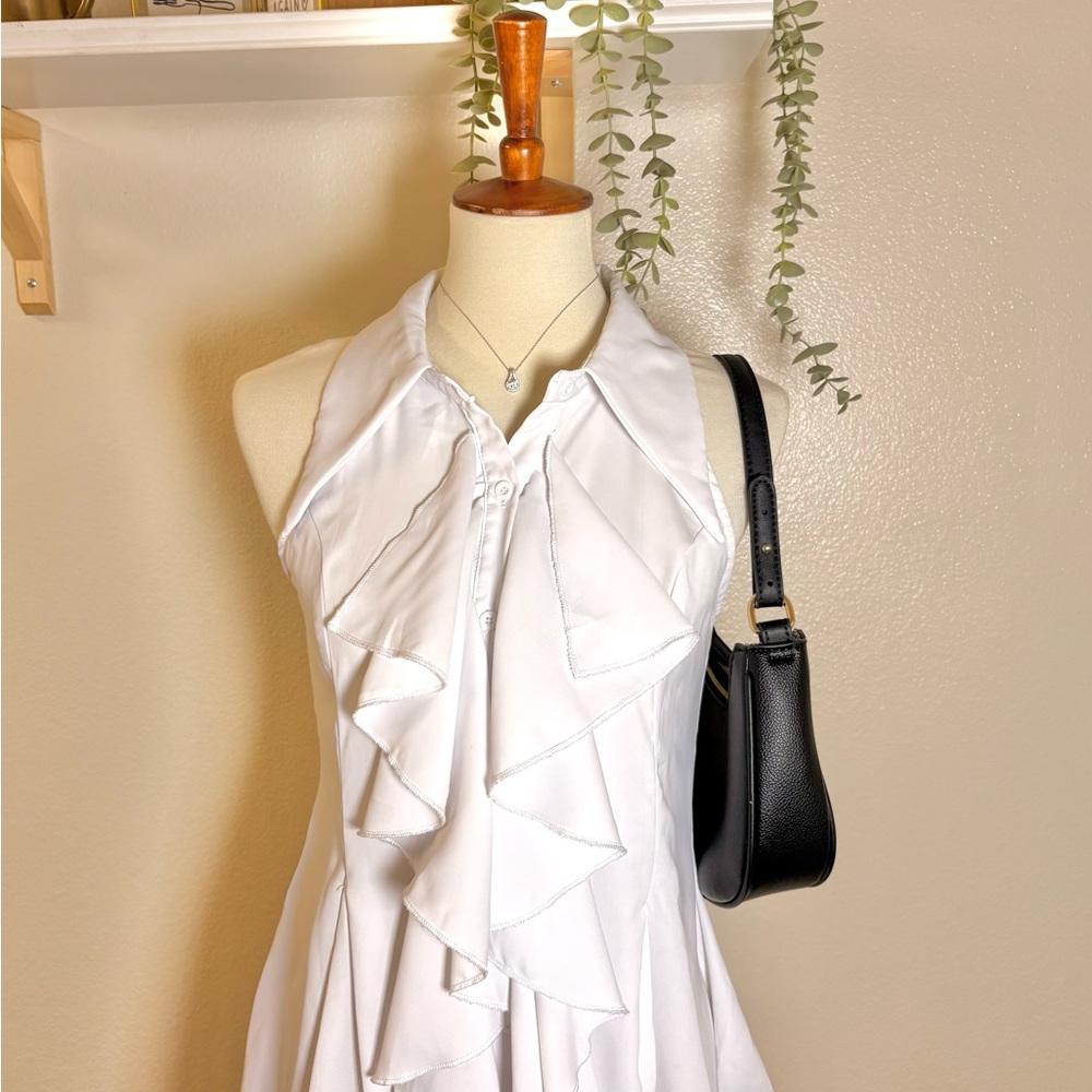 Elegant White Halter Dress